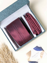 Maroon Panel Necktie Gift - set - TOSSIDO