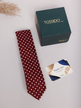 Maroon Polka Skinny Necktie - TOSSIDO