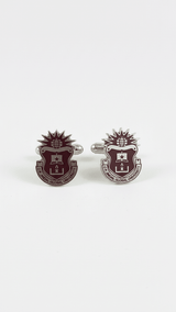 Maroon & Silver Logo Crest Cufflinks - TOSSIDO