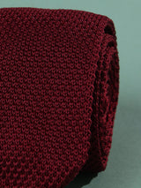 Maroon Solid Knitted Necktie - TOSSIDO
