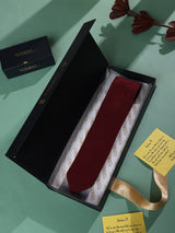 Maroon Solid Knitted Necktie - TOSSIDO