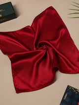 Maroon Solid Silk Pocket Square - TOSSIDO