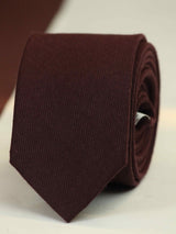Maroon Solid Wool Skinny Necktie - TOSSIDO