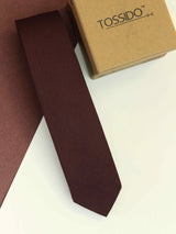 Maroon Solid Wool Skinny Necktie - TOSSIDO
