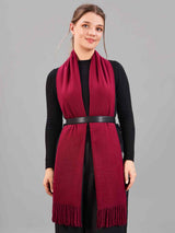 Maroon Solid Woolen Muffler - TOSSIDO