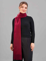 Maroon Solid Woolen Muffler - TOSSIDO