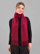 Maroon Solid Woolen Muffler - TOSSIDO