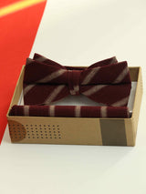 Maroon Stripe Bowtie & Pocket Square Set - TOSSIDO