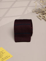 Maroon Stripe Silk Knitted Necktie - TOSSIDO
