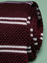 Maroon Stripe Silk Knitted Necktie