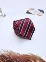 Maroon Stripes Woven Silk Necktie - TOSSIDO
