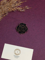 Matte Black Beaded Rose Brooch - TOSSIDO