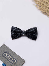 Matte Black Mosaic Bowtie Brooch - TOSSIDO