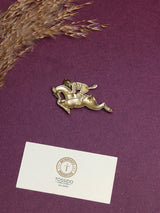 Matte Gold Crystal Jockey Brooch