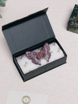 Mauve Embroidered Look Butterfly Brooch - TOSSIDO