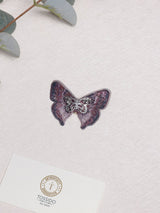 Mauve Embroidered Look Butterfly Brooch - TOSSIDO