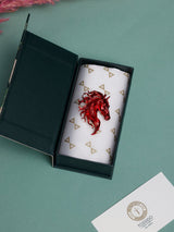 Metallic Red Horse Head Brooch