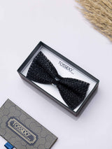 Midnight Black Crystal Bowtie Brooch - TOSSIDO