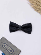 Midnight Black Crystal Bowtie Brooch - TOSSIDO