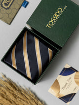 Midnight Black & Gold Stripe Necktie - TOSSIDO