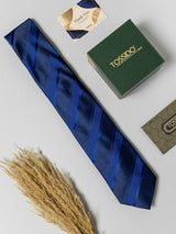 Midnight Blue Striped Necktie - TOSSIDO