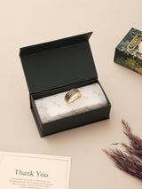 Midnight Noir Multi Row Gold Necktie Ring - TOSSIDO