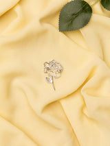 Minimal Silver Rose Brooch