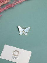 Mint Shell Butterfly Pearl Brooch - TOSSIDO