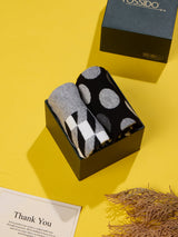 Monochrome Dots & Checks Socks – Pack of 2 - TOSSIDO