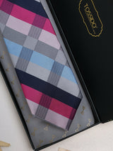 Multicolor Check Woven Silk Necktie - TOSSIDO