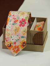 Multicolor Floral Necktie & Pocket Square Giftset - TOSSIDO