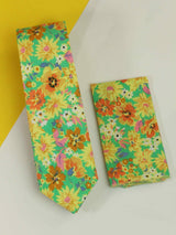 Multicolor Floral Necktie & Pocket Square Giftset - TOSSIDO