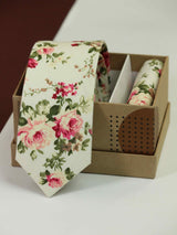Multicolor Floral Necktie & Pocket Square Giftset - TOSSIDO