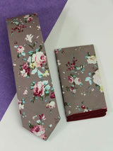 Multicolor Floral Necktie & Pocket Square Giftset - TOSSIDO