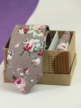 Multicolor Floral Necktie & Pocket Square Giftset - TOSSIDO