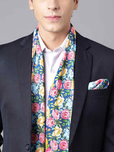 Multicolor Floral Stole & Pocket Square Set - TOSSIDO