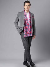 Multicolor Floral Stole & Pocket Square Set - TOSSIDO