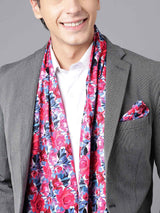 Multicolor Floral Stole & Pocket Square Set - TOSSIDO