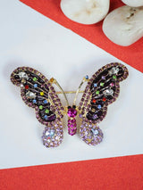 Multicolor Metal Butterfly Brooch - TOSSIDO