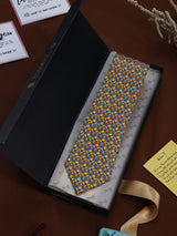 Mustard Abstract Printed Necktie - TOSSIDO