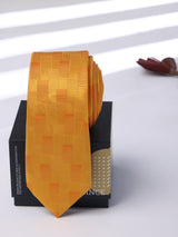 Mustard Abstract Skinny Necktie - TOSSIDO