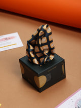 Mustard & Black Geometric Pocket Square - TOSSIDO