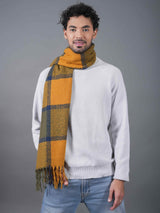 Mustard Checkered Poly - Wool Muffler - TOSSIDO