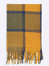 Mustard Checkered Poly - Wool Muffler - TOSSIDO