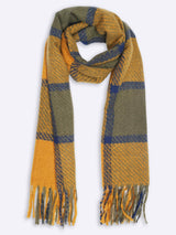 Mustard Checkered Poly - Wool Muffler - TOSSIDO
