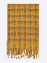 Mustard & Grey Checkered Poly - Wool Muffler - TOSSIDO