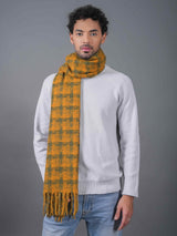 Mustard & Grey Checkered Poly - Wool Muffler - TOSSIDO