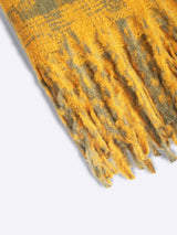 Mustard & Grey Checkered Poly - Wool Muffler - TOSSIDO