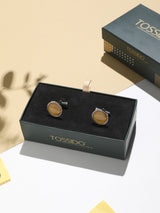 Mustard Paisley Cufflinks - TOSSIDO