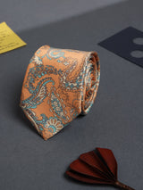 Mustard Paisley Printed Necktie - TOSSIDO